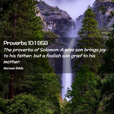 Picture 02 - Proverbs 10:1 BSB - The proverbs of Solomon: A wise son brings joy to - Bible Verse Picture