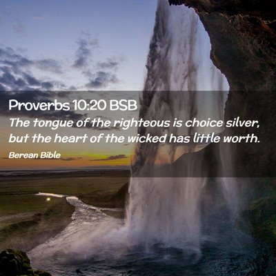 Picture 02 - Proverbs 10:20 BSB - The tongue of the righteous is choice silver, but - Bible Verse Picture