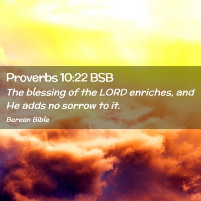 Picture 02 - Proverbs 10:22 BSB - The blessing of the LORD enriches, and He adds no - Bible Verse Picture