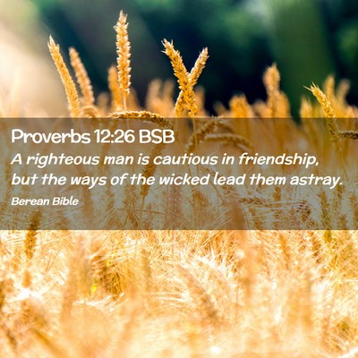 Picture 02 - Proverbs 12:26 BSB - A righteous man is cautious in friendship, but - Bible Verse Picture