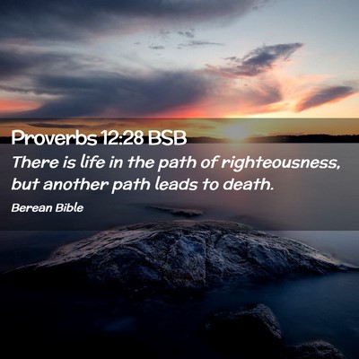 Picture 02 - Proverbs 12:28 BSB - There is life in the path of righteousness, but - Bible Verse Picture