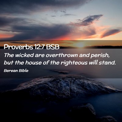 Picture 02 - Proverbs 12:7 BSB - The wicked are overthrown and perish, but the - Bible Verse Picture