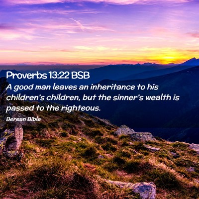 Picture 02 - Proverbs 13:22 BSB - A good man leaves an inheritance to his - Bible Verse Picture