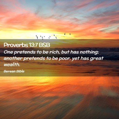 Picture 02 - Proverbs 13:7 BSB - One pretends to be rich, but has nothing; another - Bible Verse Picture