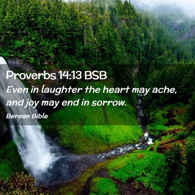 Picture 02 - Proverbs 14:13 BSB - Even in laughter the heart may ache, and joy may - Bible Verse Picture