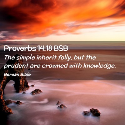 Picture 02 - Proverbs 14:18 BSB - The simple inherit folly, but the prudent are - Bible Verse Picture