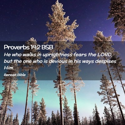 Picture 02 - Proverbs 14:2 BSB - He who walks in uprightness fears the LORD, but - Bible Verse Picture