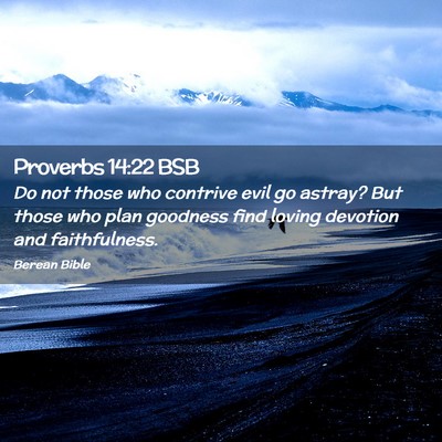 Picture 02 - Proverbs 14:22 BSB - Do not those who contrive evil go astray? But - Bible Verse Picture