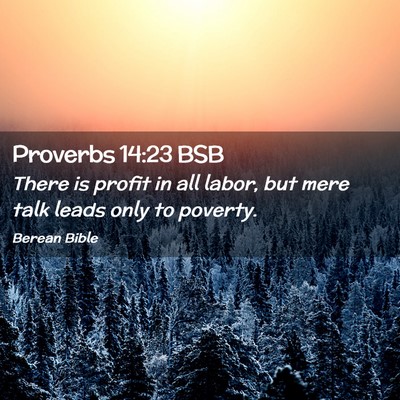 Picture 02 - Proverbs 14:23 BSB - There is profit in all labor, but mere talk leads - Bible Verse Picture