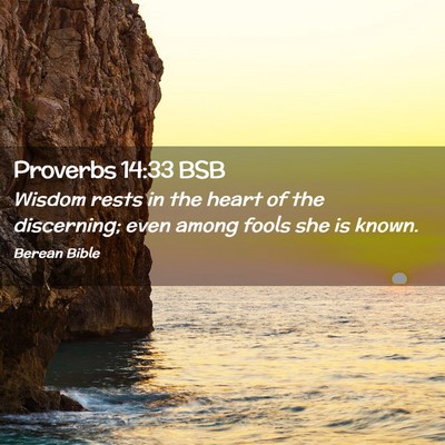 Picture 02 - Proverbs 14:33 BSB - Wisdom rests in the heart of the discerning; even - Bible Verse Picture