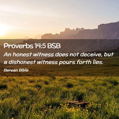 Picture 02 - Proverbs 14:5 BSB - An honest witness does not deceive, but a - Bible Verse Picture
