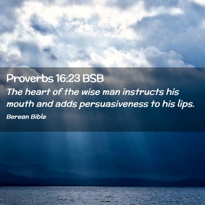 Picture 02 - Proverbs 16:23 BSB - The heart of the wise man instructs his mouth and - Bible Verse Picture