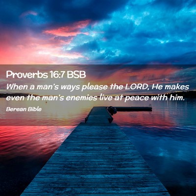 Picture 02 - Proverbs 16:7 BSB - When a man’s ways please the LORD, He makes - Bible Verse Picture
