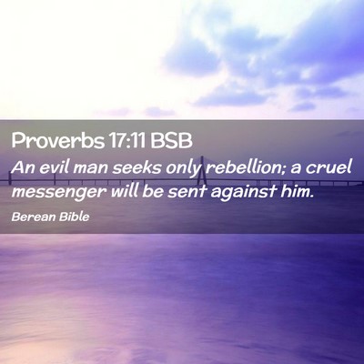 Picture 02 - Proverbs 17:11 BSB - An evil man seeks only rebellion; a cruel - Bible Verse Picture