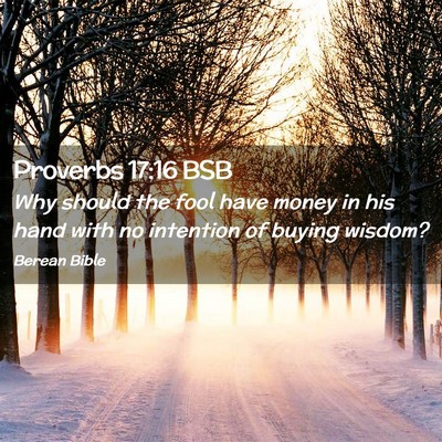 Picture 02 - Proverbs 17:16 BSB - Why should the fool have money in his hand with - Bible Verse Picture