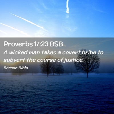 Picture 02 - Proverbs 17:23 BSB - A wicked man takes a covert bribe to subvert the - Bible Verse Picture