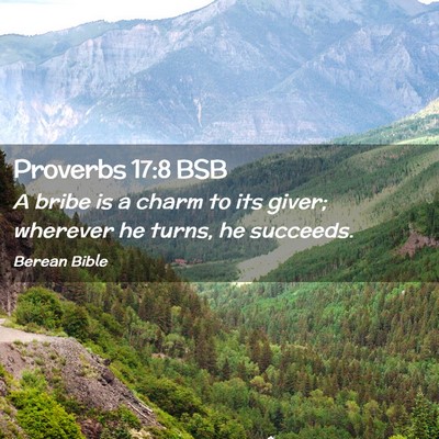 Picture 02 - Proverbs 17:8 BSB - A bribe is a charm to its giver; wherever he - Bible Verse Picture