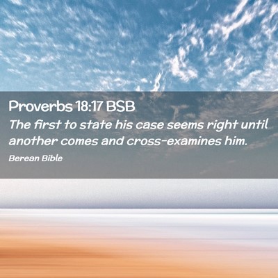 Picture 02 - Proverbs 18:17 BSB - The first to state his case seems right until - Bible Verse Picture
