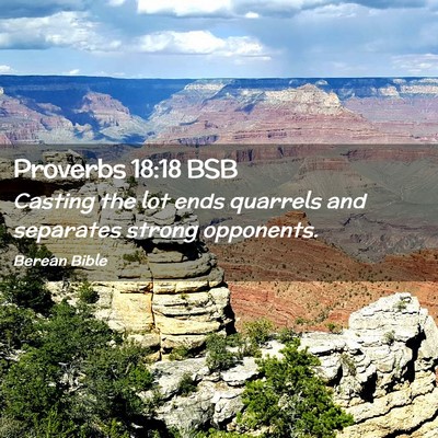 Picture 02 - Proverbs 18:18 BSB - Casting the lot ends quarrels and separates - Bible Verse Picture