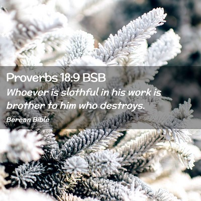 Picture 02 - Proverbs 18:9 BSB - Whoever is slothful in his work is brother to him - Bible Verse Picture