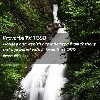 Picture 02 - Proverbs 19:14 BSB - Houses and wealth are inherited from fathers, but - Bible Verse Picture