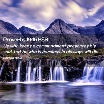 Picture 02 - Proverbs 19:16 BSB - He who keeps a commandment preserves his soul, - Bible Verse Picture