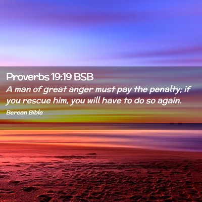 Picture 02 - Proverbs 19:19 BSB - A man of great anger must pay the penalty; if you - Bible Verse Picture