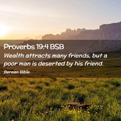 Picture 02 - Proverbs 19:4 BSB - Wealth attracts many friends, but a poor man is - Bible Verse Picture