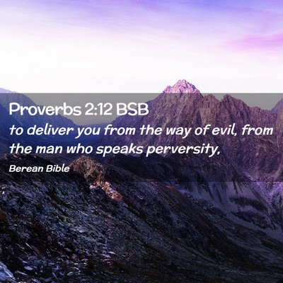 Picture 02 - Proverbs 2:12 BSB - to deliver you from the way of evil, from the man - Bible Verse Picture