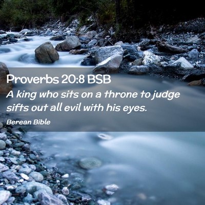 Picture 02 - Proverbs 20:8 BSB - A king who sits on a throne to judge sifts out - Bible Verse Picture