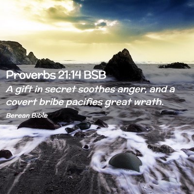 Picture 02 - Proverbs 21:14 BSB - A gift in secret soothes anger, and a covert - Bible Verse Picture