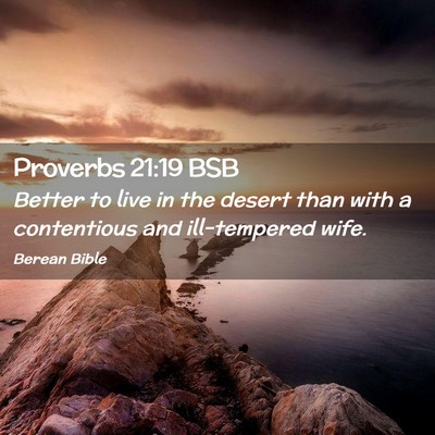 Picture 02 - Proverbs 21:19 BSB - Better to live in the desert than with a - Bible Verse Picture