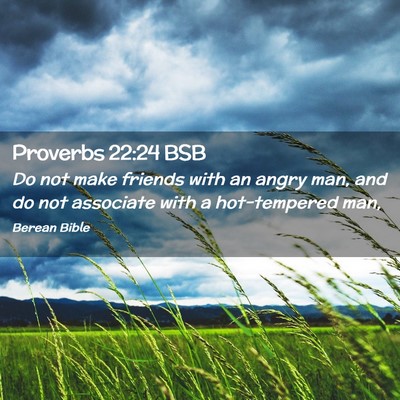 Picture 02 - Proverbs 22:24 BSB - Do not make friends with an angry man, and do not - Bible Verse Picture