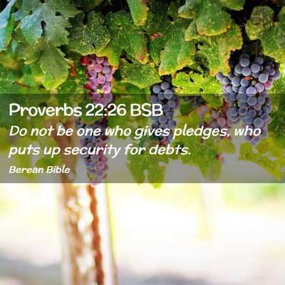 Picture 02 - Proverbs 22:26 BSB - Do not be one who gives pledges, who puts up - Bible Verse Picture