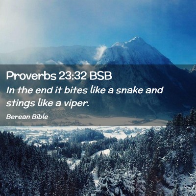 Picture 02 - Proverbs 23:32 BSB - In the end it bites like a snake and stings like - Bible Verse Picture