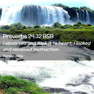 Picture 02 - Proverbs 24:32 BSB - I observed and took it to heart; I looked and - Bible Verse Picture