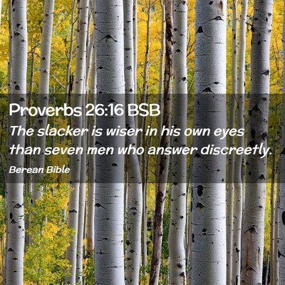 Picture 02 - Proverbs 26:16 BSB - The slacker is wiser in his own eyes than seven - Bible Verse Picture