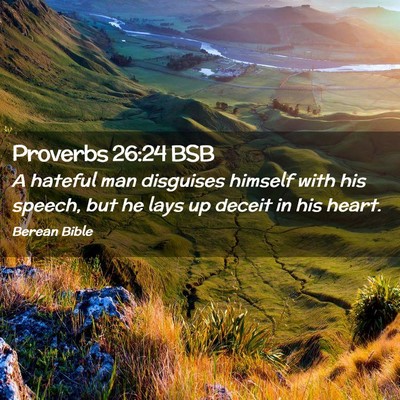 Picture 02 - Proverbs 26:24 BSB - A hateful man disguises himself with his speech, - Bible Verse Picture