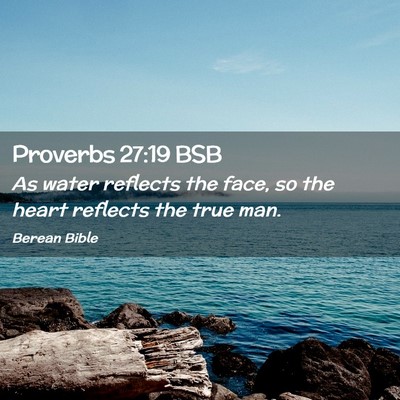 Picture 02 - Proverbs 27:19 BSB - As water reflects the face, so the heart reflects - Bible Verse Picture