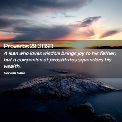 Picture 02 - Proverbs 29:3 BSB - A man who loves wisdom brings joy to his father, - Bible Verse Picture