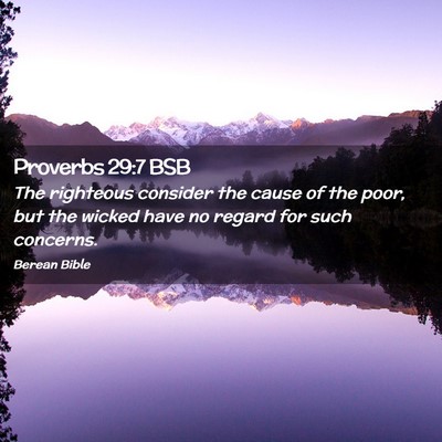 Picture 02 - Proverbs 29:7 BSB - The righteous consider the cause of the poor, but - Bible Verse Picture