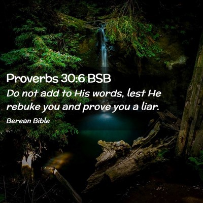Picture 02 - Proverbs 30:6 BSB - Do not add to His words, lest He rebuke you and - Bible Verse Picture