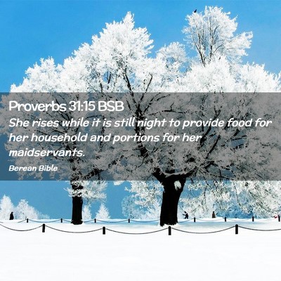 Picture 02 - Proverbs 31:15 BSB - She rises while it is still night to provide food - Bible Verse Picture
