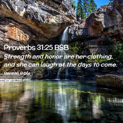 Picture 02 - Proverbs 31:25 BSB - Strength and honor are her clothing, and she can - Bible Verse Picture