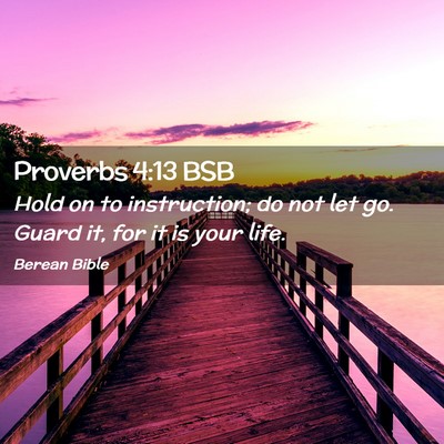 Picture 02 - Proverbs 4:13 BSB - Hold on to instruction; do not let go. Guard it, - Bible Verse Picture