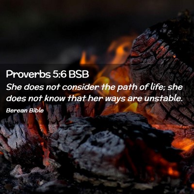Picture 02 - Proverbs 5:6 BSB - She does not consider the path of life; she does - Bible Verse Picture