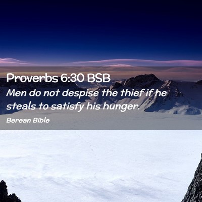Picture 02 - Proverbs 6:30 BSB - Men do not despise the thief if he steals to - Bible Verse Picture
