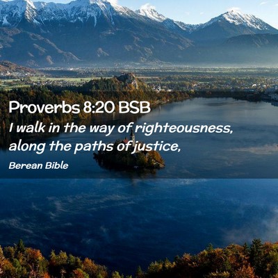 Picture 02 - Proverbs 8:20 BSB - I walk in the way of righteousness, along the - Bible Verse Picture