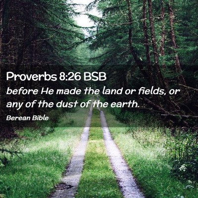 Picture 02 - Proverbs 8:26 BSB - before He made the land or fields, or any of the - Bible Verse Picture