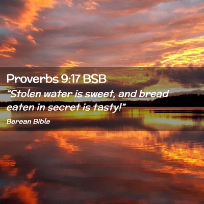 Picture 02 - Proverbs 9:17 BSB - “Stolen water is sweet, and bread eaten in - Bible Verse Picture